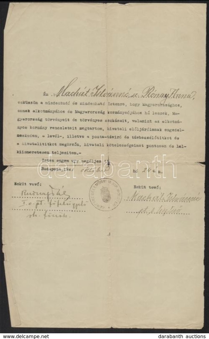 1921 Bp., Hivatali Eskü - Sin Clasificación