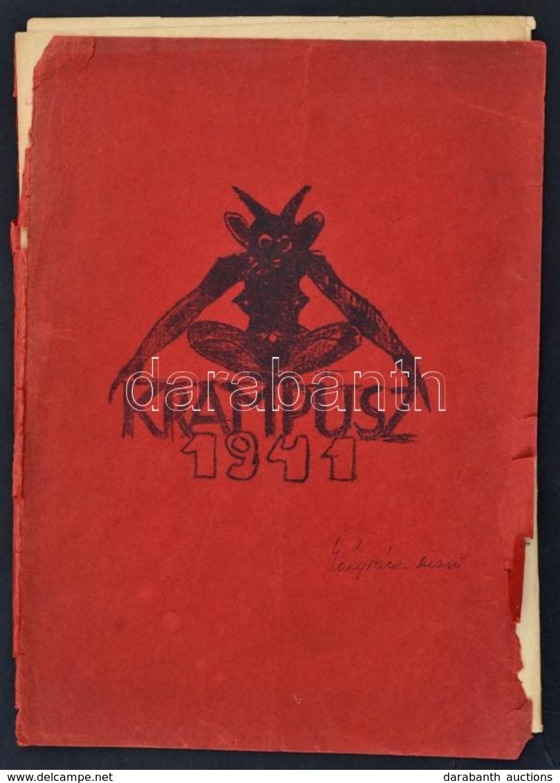 1941 'Krampusz', Diák összeállítás: Vers, Rejtő Jenő-emlékünnep Szövege, Gépirat, Rajz, 4 P. - Sin Clasificación