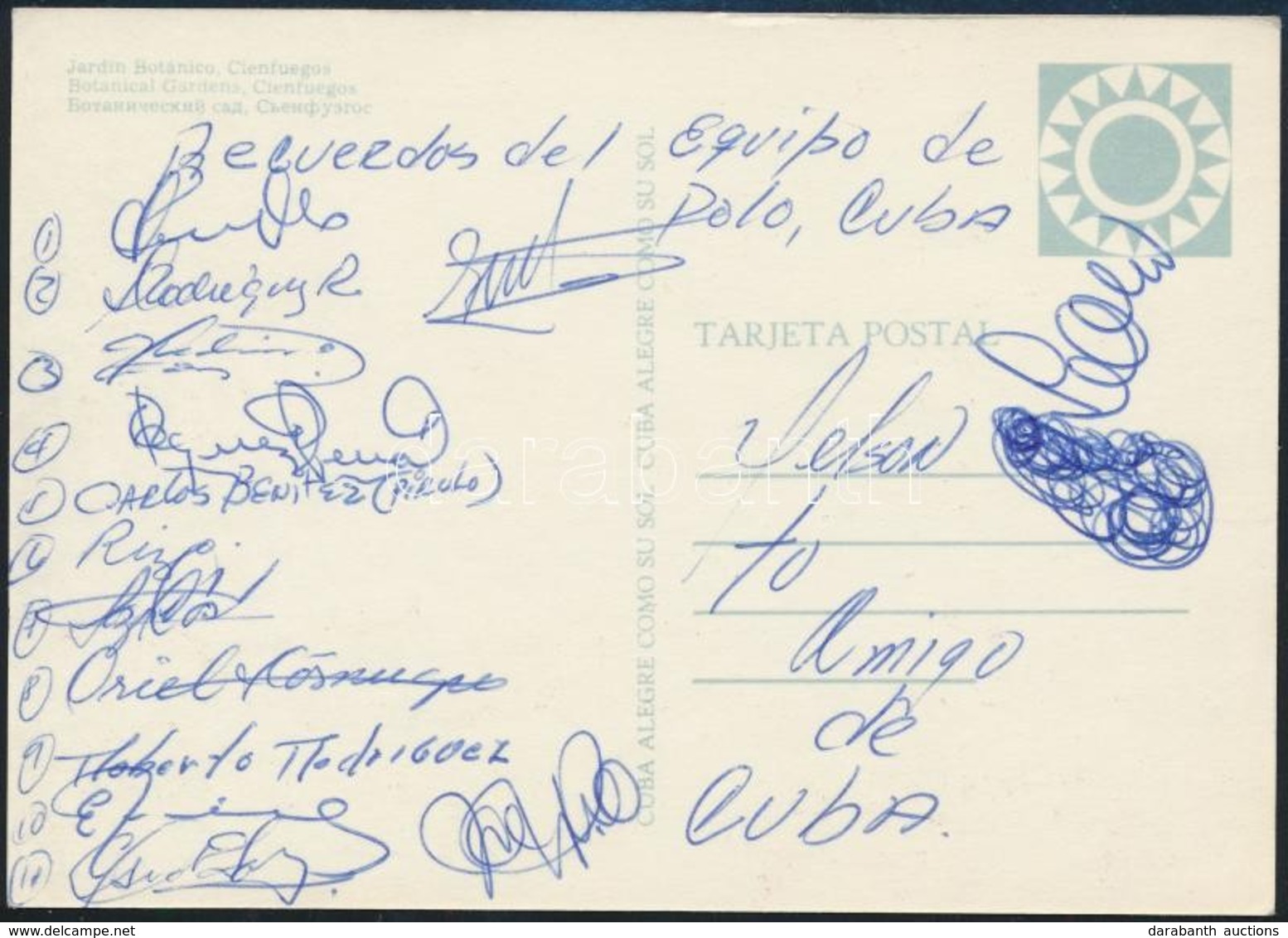 Cca 1970 A Kubai Vizilabda Csapat Tagjainak Aláírása Képeslapon / Autograph Signatures Of The Cuba Polo Team - Other & Unclassified