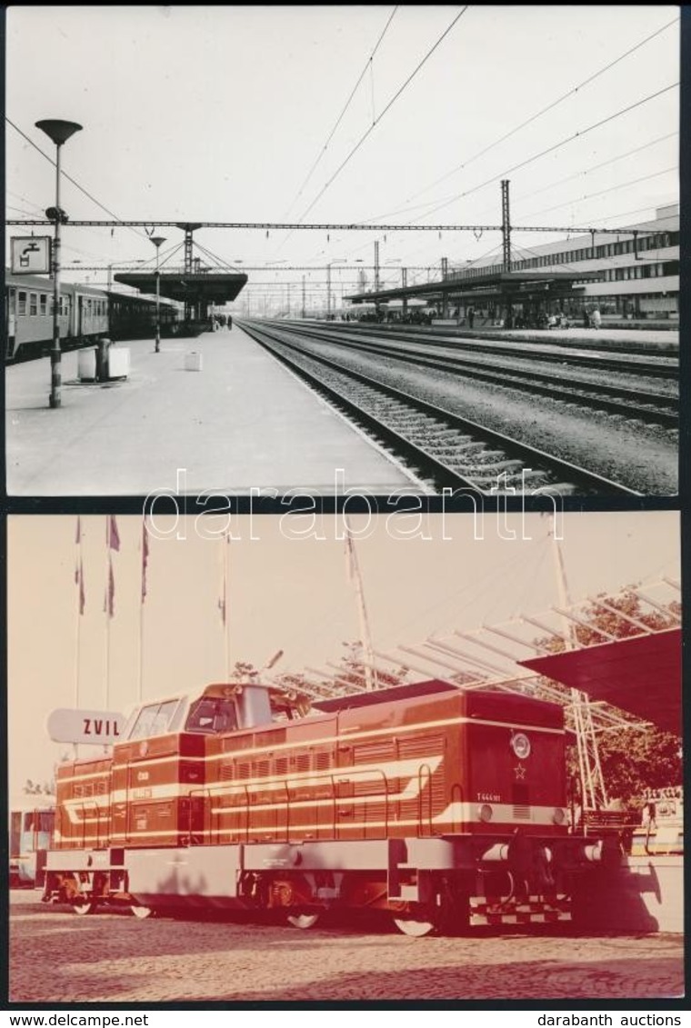 6 Db Vasúti, Nagyrészt Mozdonyokat ábrázoló Fotó 18x13 Cm - Sonstige & Ohne Zuordnung
