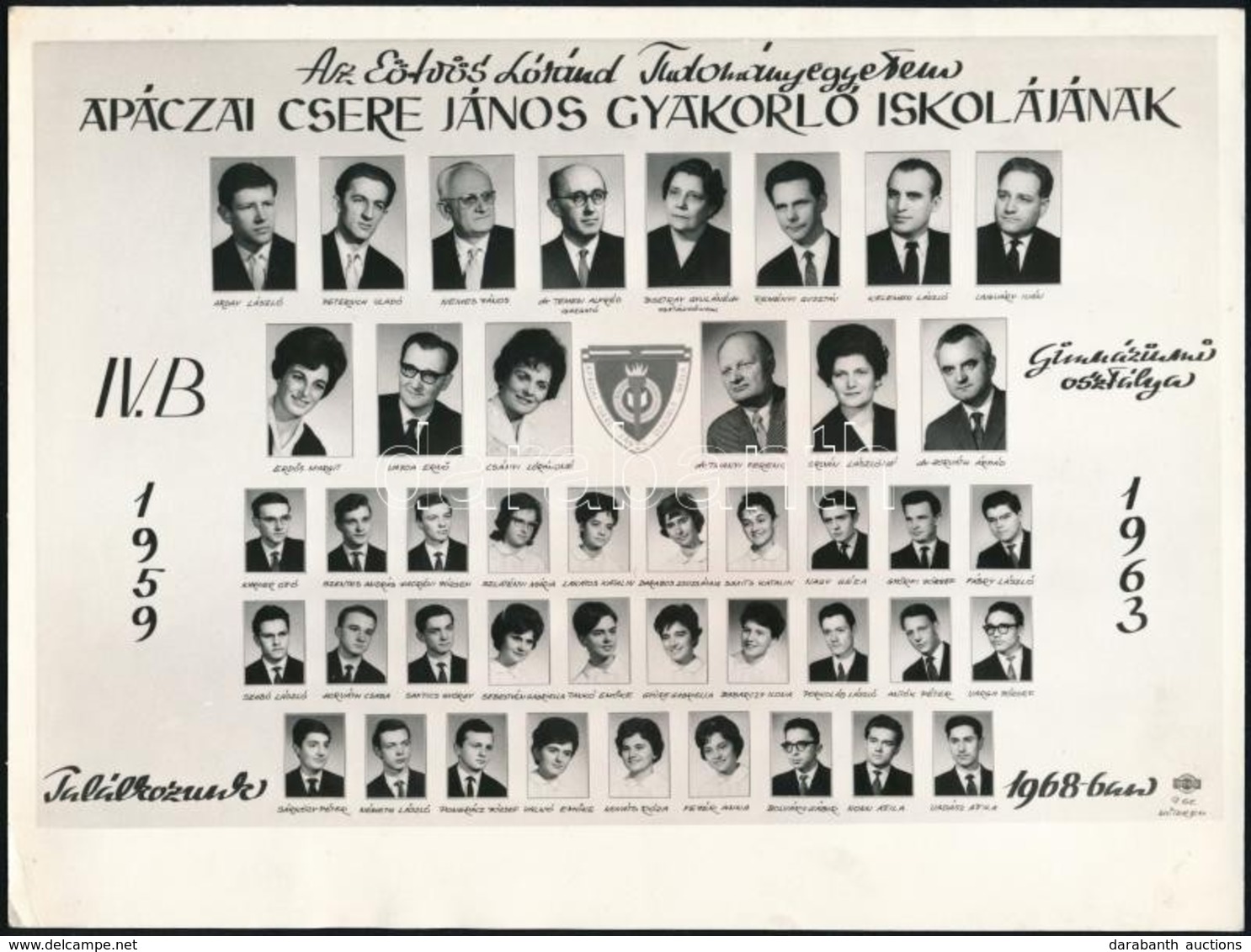 1963 Budapest, Az Apáczai Csere János Gimnázium Tanárai és Végzős Növendékei, Kistabló Nevesített Portrékkal, 18x24 Cm - Other & Unclassified