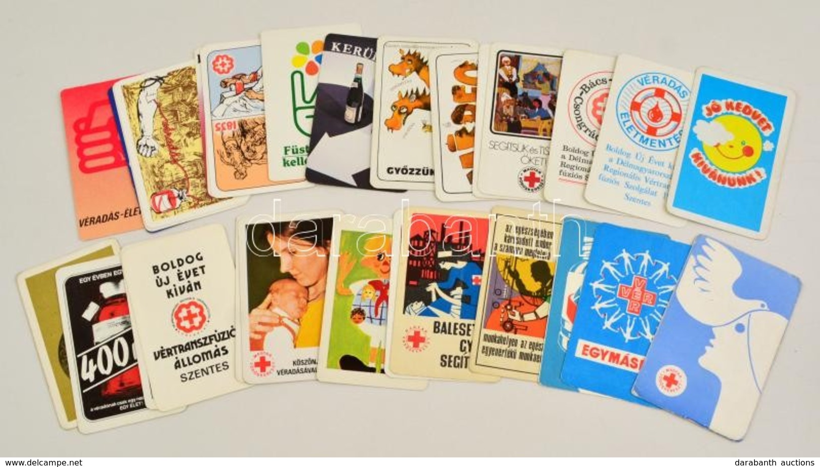 1967-1989 29 Db Kártyanaptár, Többségében Magyar Vöröskereszttel, Véradással Kapcsolatos Kártyanaptárak - Werbung
