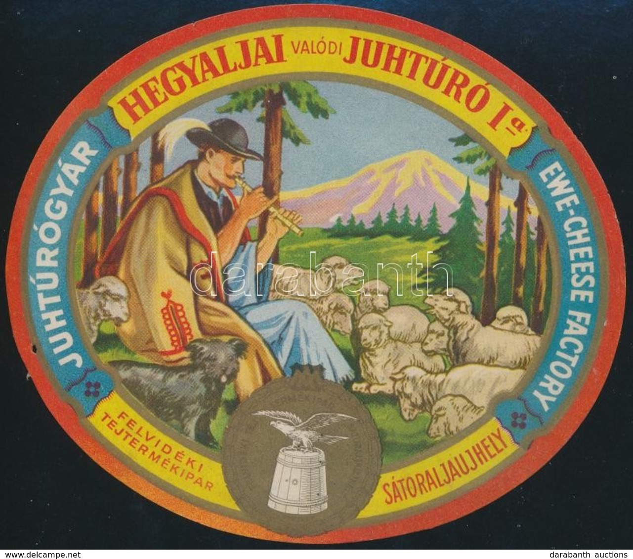 Cca 1940 Hegyaljai Juhtúró Címke 13 Cm - Werbung