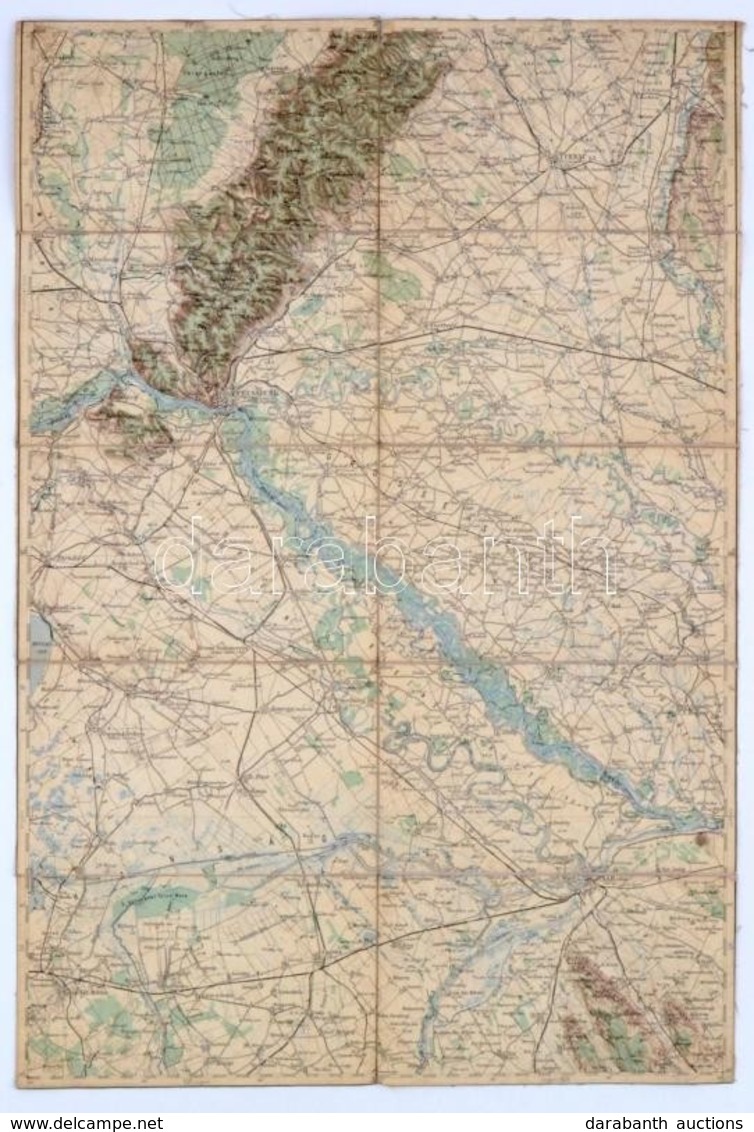 Pozsony és Környékének Térképe, 1:200000, Vászonra Kasírozva, 38,5×57 Cm - Other & Unclassified
