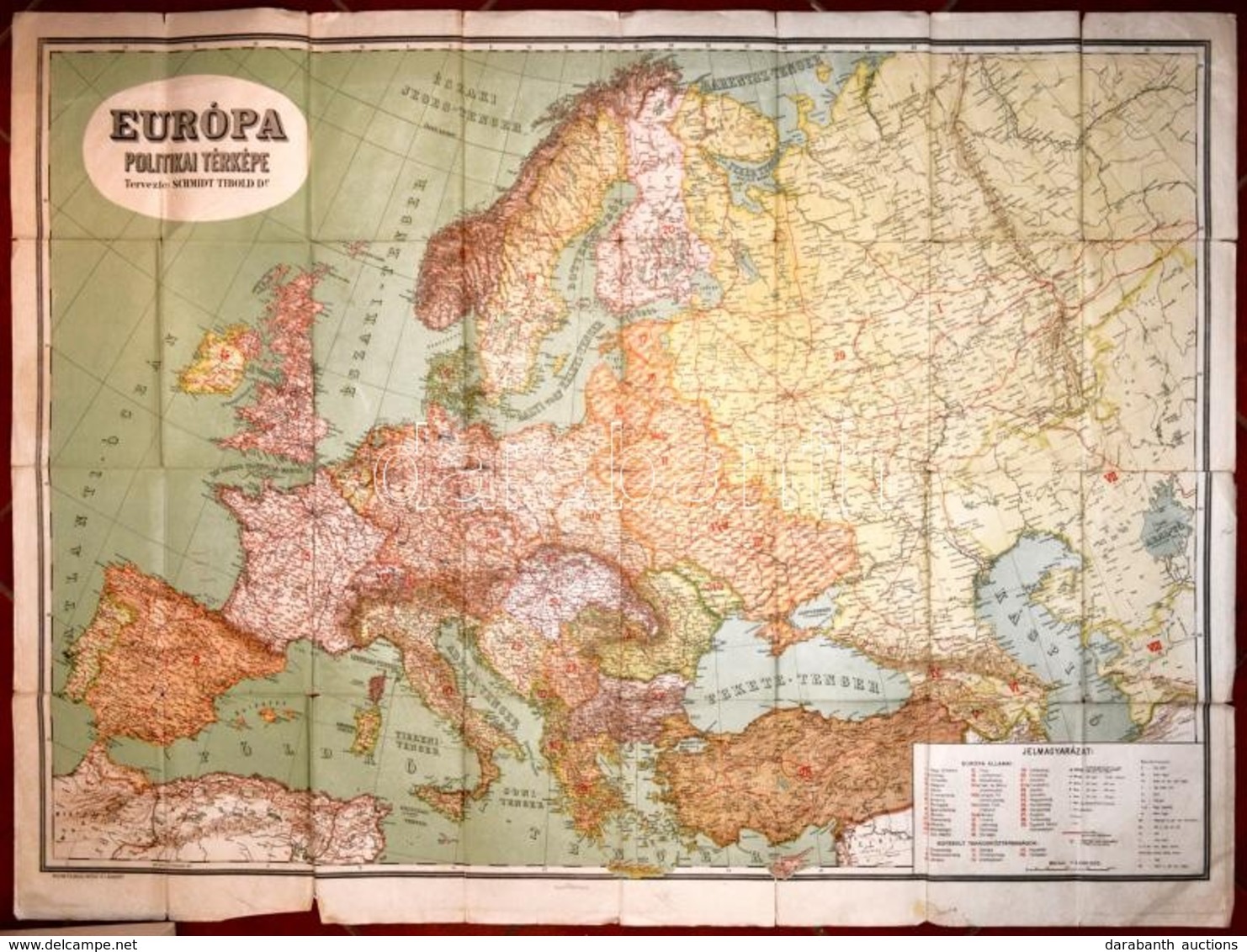 Cca 1920-1930 Európa Politikai Térképe, Tervezete: Dr. Schmidt Tibold, Kiadja: Magyar Földrajzi Intézet Rt., Irredenta S - Autres & Non Classés