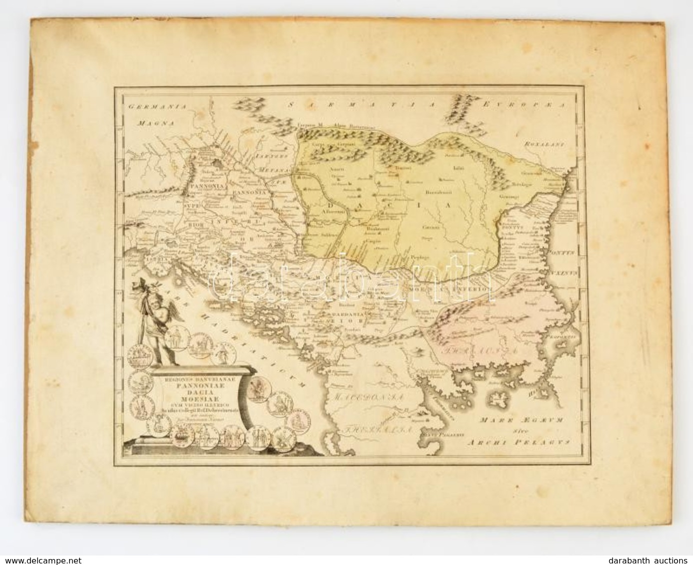 1800 Regiones Dunibianae Pannoniae Dacia Moesiae Cum Vicino Illyrico, Térkép, Kartonra Ragasztva, 33×40 Cm - Other & Unclassified