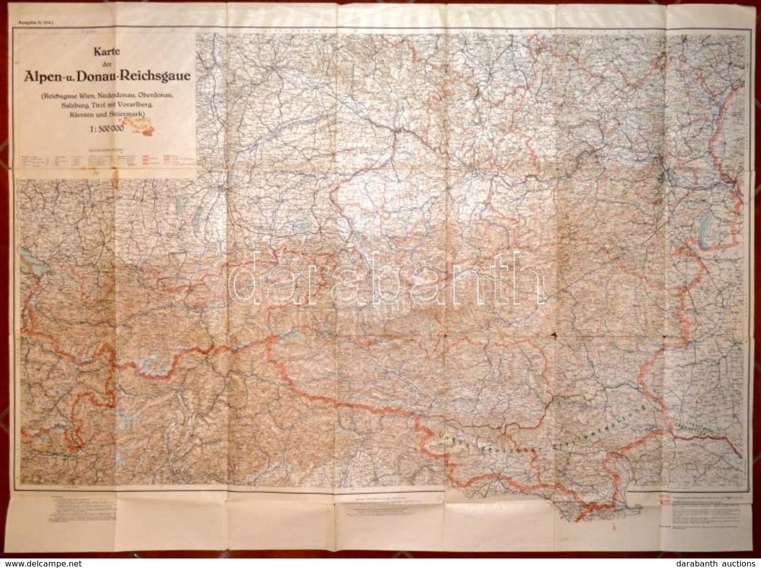 1943 Az Alpok és Dunai Gau-k Térképe. 120x100 Cm - Other & Unclassified