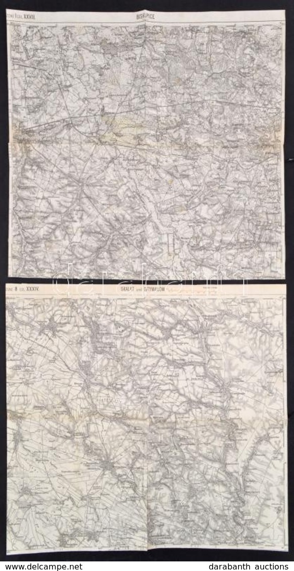 Cca 1910 2 Katonai Térkép: Biskupice, Grzymalow, 50x40 Cm - Sonstige & Ohne Zuordnung