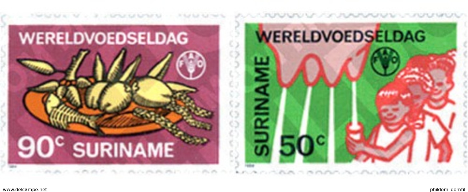 Ref. 123716 * MNH * - SURINAME. 1984. WORLD FOOD DAY . DIA MUNDIAL DE LA ALIMENTACION - Crustaceans