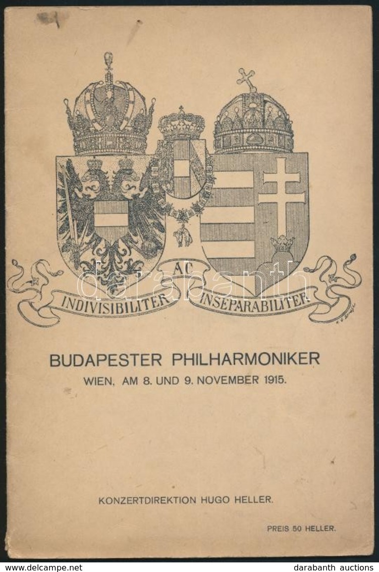 1915 Budapester Philharmoniker Wien. Koncertműsor. , Füzet. 32p. - Autres & Non Classés