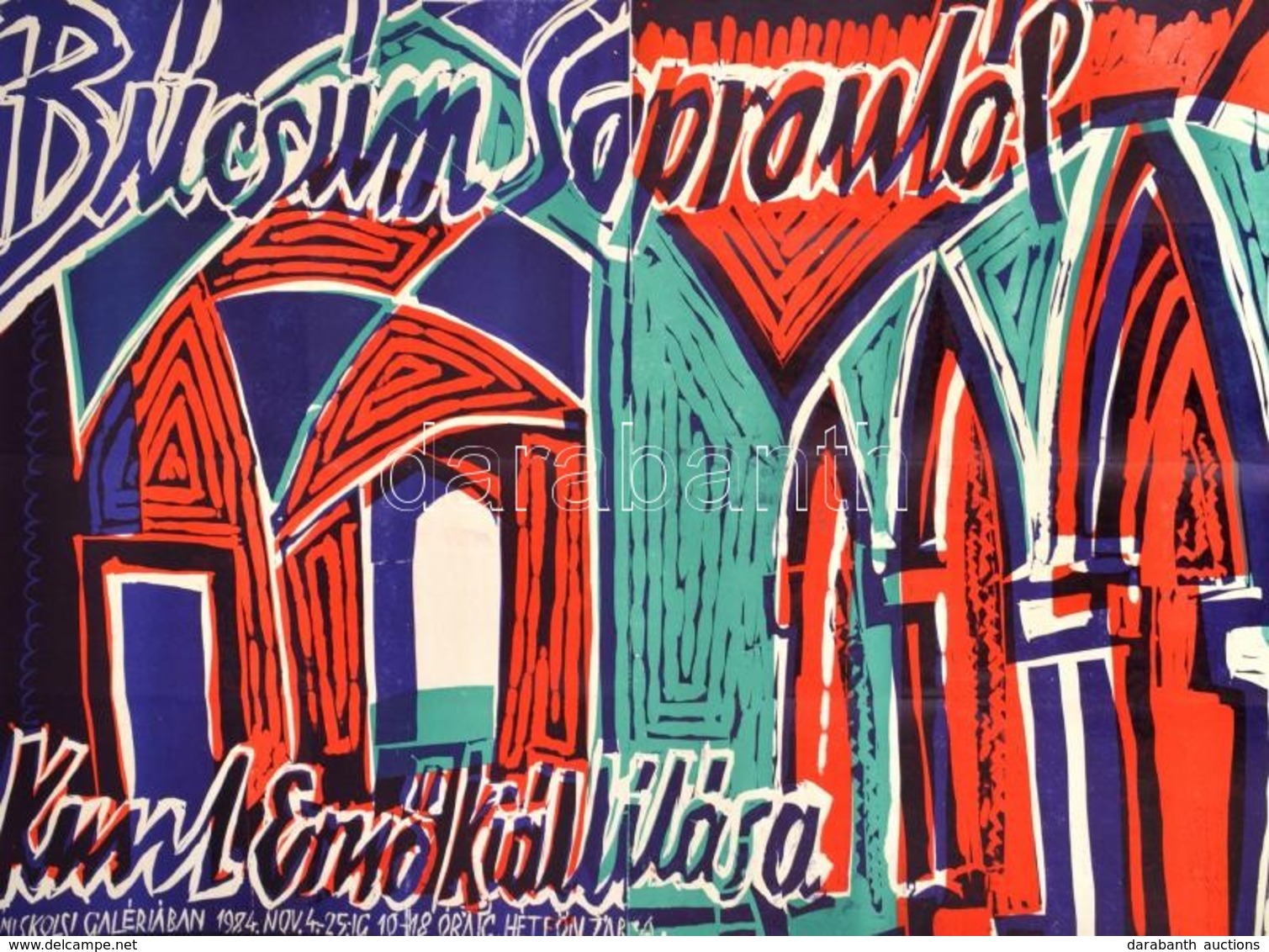 Kunt Ernő (1920-1994): Búcsúm Soprontól. Színezett Linómetszet. 70x100 Cm - Autres & Non Classés