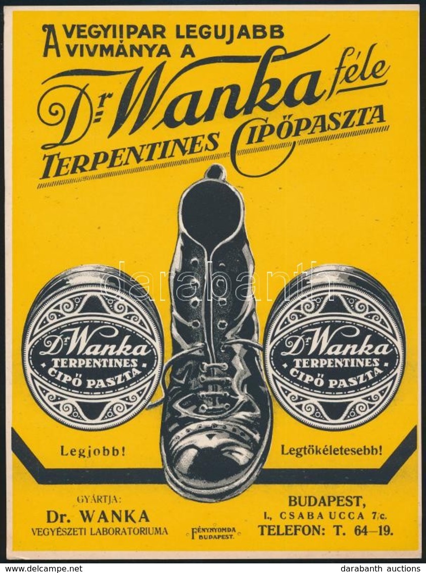 Cca 1920 Dr. Wanka Féle Cipőpaszta Karton Kisplakát Szép állapotban. 19x24 Cm - Otros & Sin Clasificación