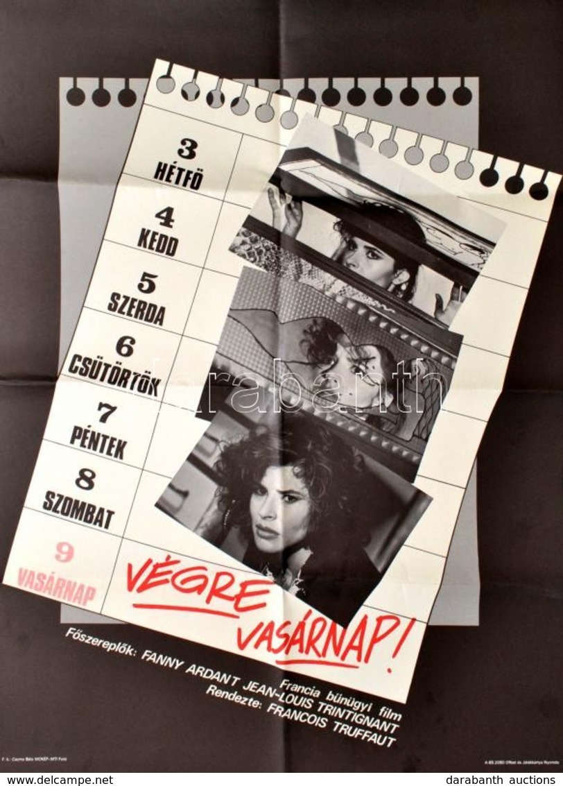 1985 Végre Vasárnap Ofszet Film Plakát, Hajtogatva, Jó állapotban 57x80  Cm - Otros & Sin Clasificación