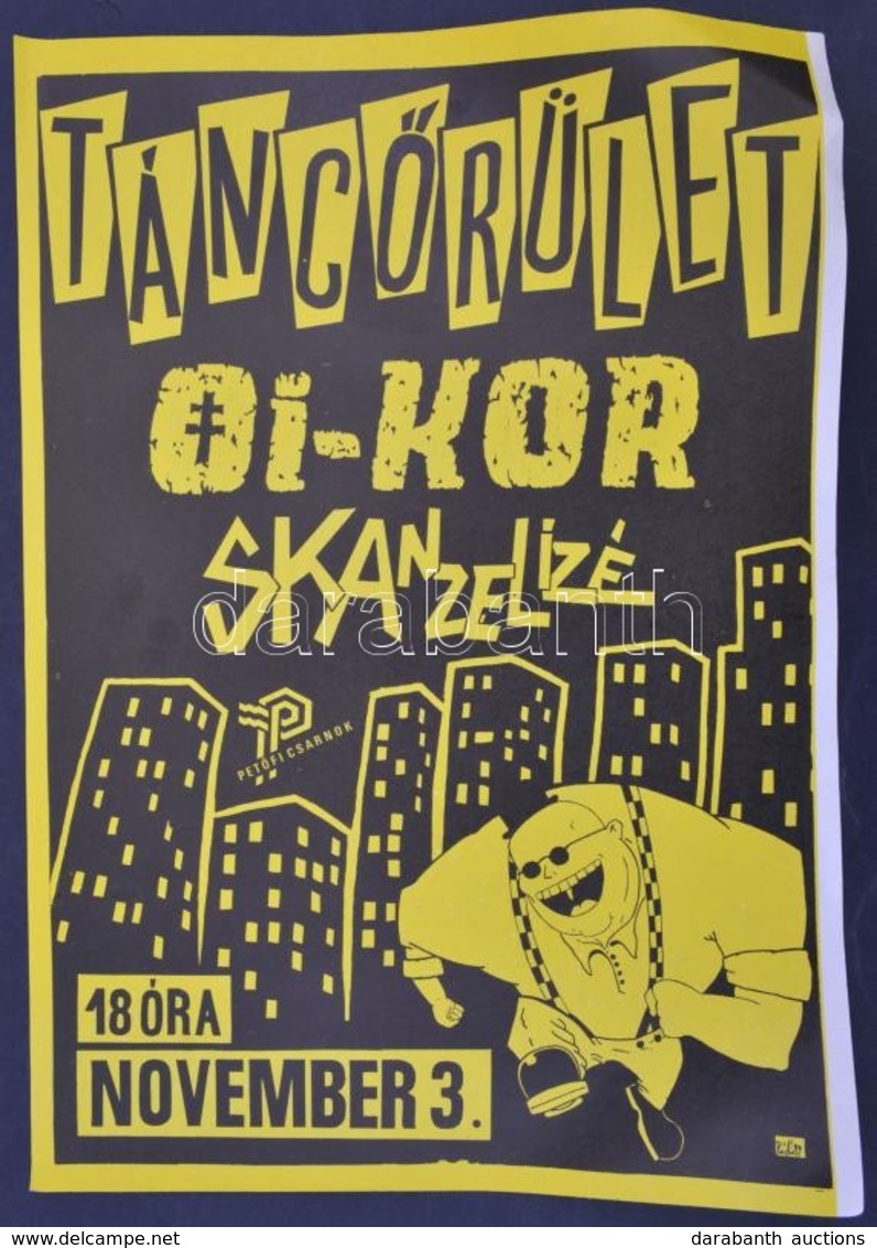 1989 Rádi Sándor (?-?): Táncőrület, Petőfi Csarnok 1989. Nov. 3., Oi-Kor, Skanzelizé, Underground Koncertplakát, Gyűrődé - Sonstige & Ohne Zuordnung