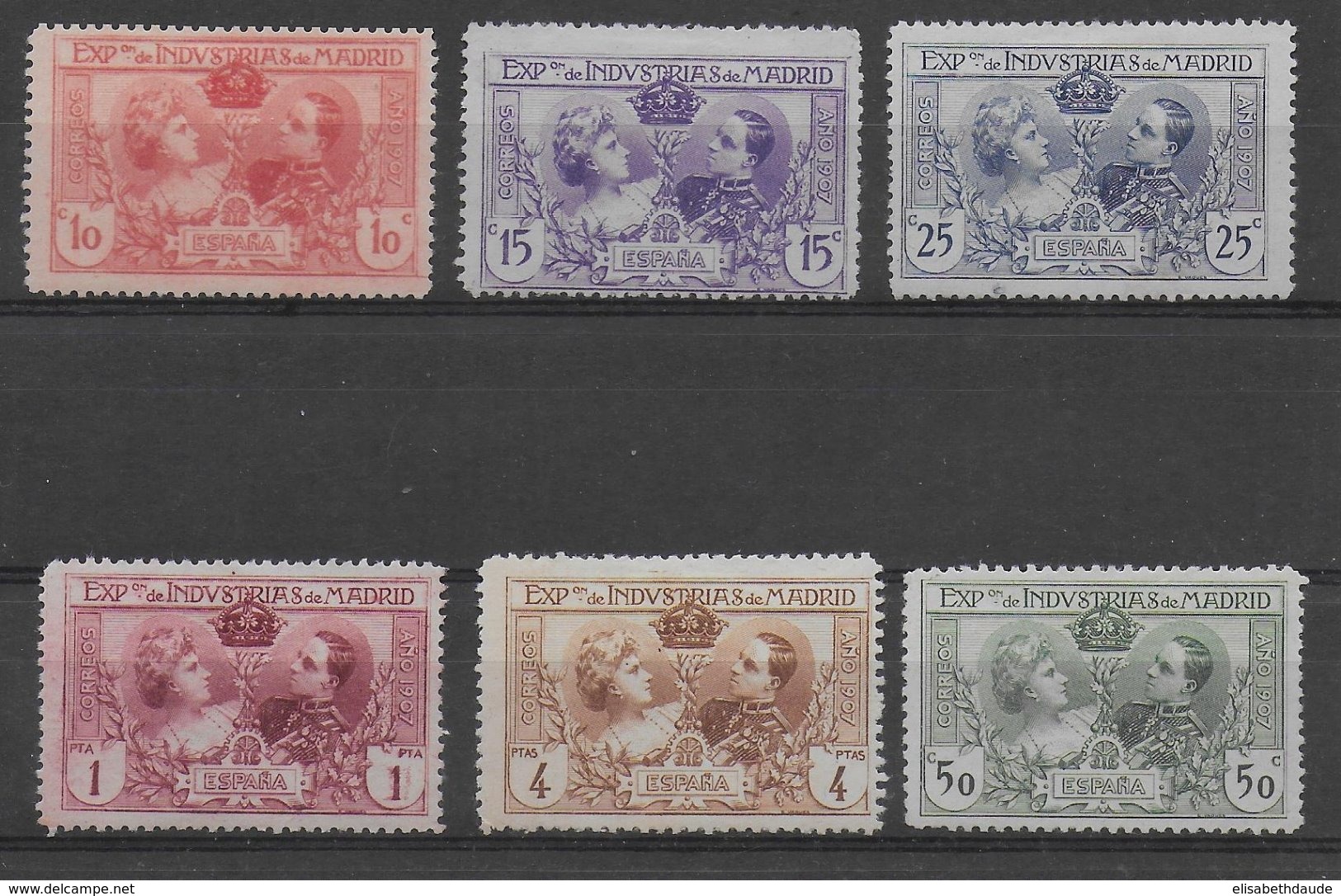 ESPAGNE - 1907 - YVERT N° 236/241 * MH DENT.11,5 - GOMME LEGEREMENT ALTEREE (NORMAL POUR CES TIMBRES) - COTE = 60 EUR. - Unused Stamps
