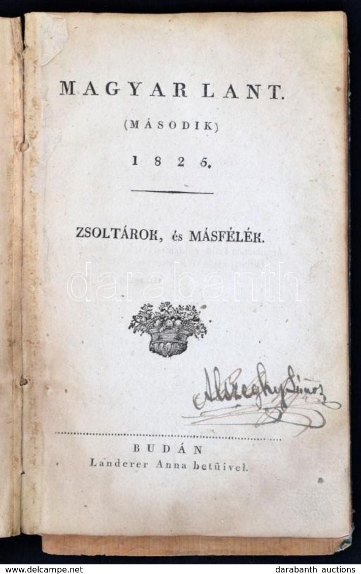 Magyar Lant (második) Zsoltárok, és Másfélék. Budán, 1825. Landerer Anna Betűivel. 48p. Erősen Sérült, Szétesett Papírkö - Ohne Zuordnung