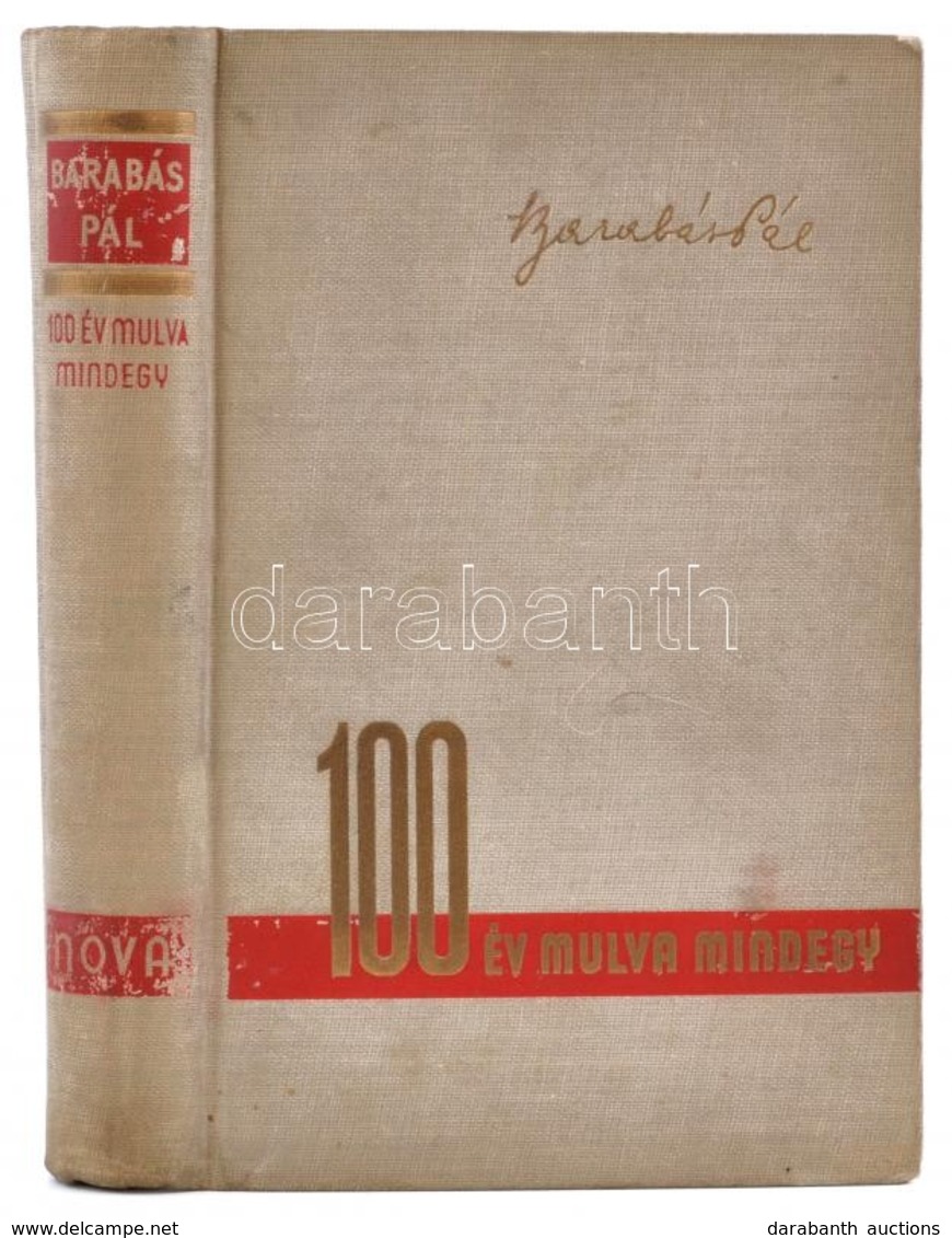 Barabás Pál: Száz év Múlva Mindegy. Bp.,1939, Nova. Kiadói Kissé Kopott Egészvászon-kötés. 
A Szerző, Barabás Pál által  - Unclassified