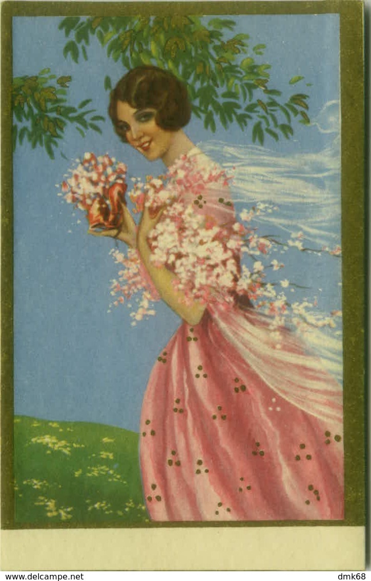 BUSI SIGNED 1910s POSTCARD - WOMAN WITH FLOWERS - EDIT DEGAMI 3585 (BG537) - Busi, Adolfo