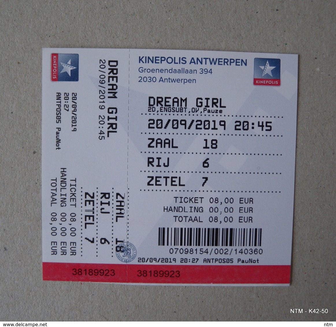 BELGIUM KINEPOLIS Theatre Tickets. Year Used In 2019. Dream Girl. 3 Tickets With Counterparts Unteared. - Teatro, Travestimenti & Mascheramenti