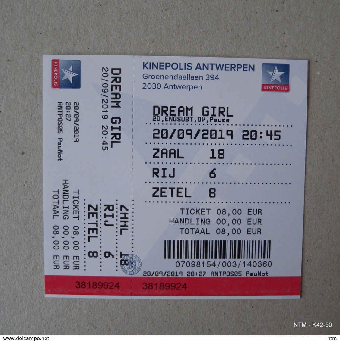 BELGIUM KINEPOLIS Theatre Tickets. Year Used In 2019. Dream Girl. 3 Tickets With Counterparts Unteared. - Toneel & Vermommingen