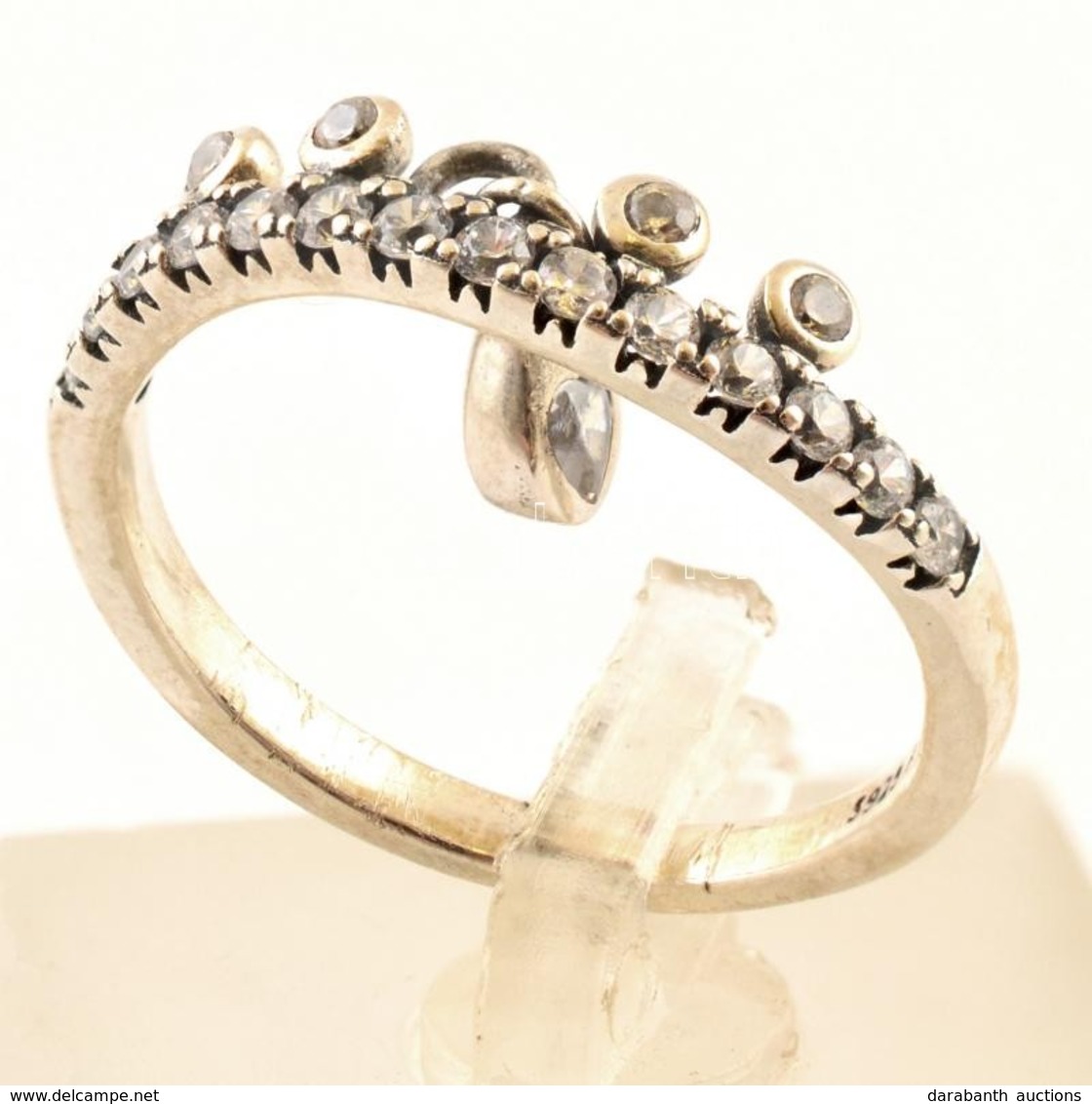 Ezüst(Ag) Pandora Gyűrű, Apró Kövekkel, Jelzett, Méret: 59, Bruttó: 2,7 G - Sonstige & Ohne Zuordnung