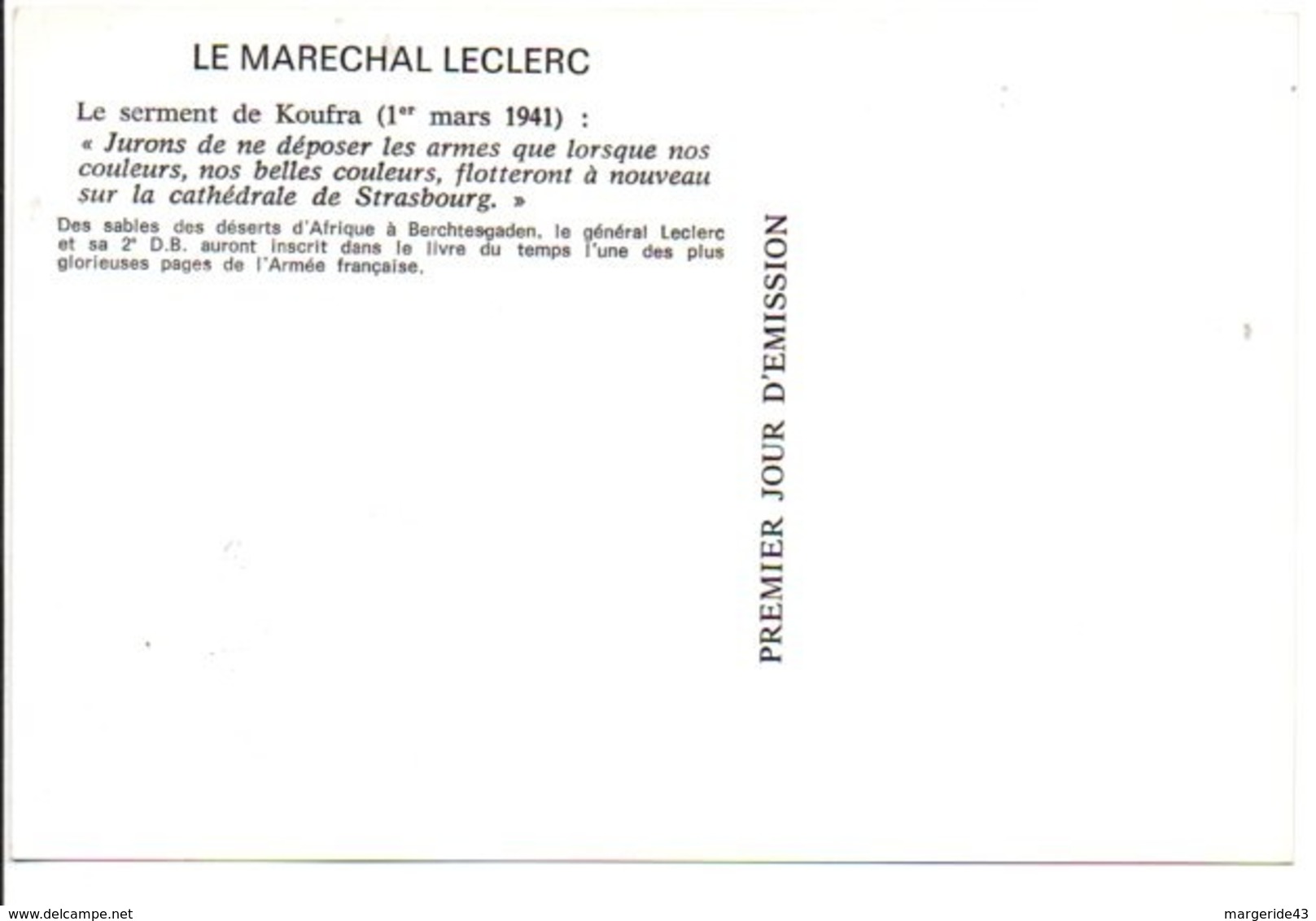 SECONDE GUERRE MARECHAL LECLERC PARIS - Seconda Guerra Mondiale