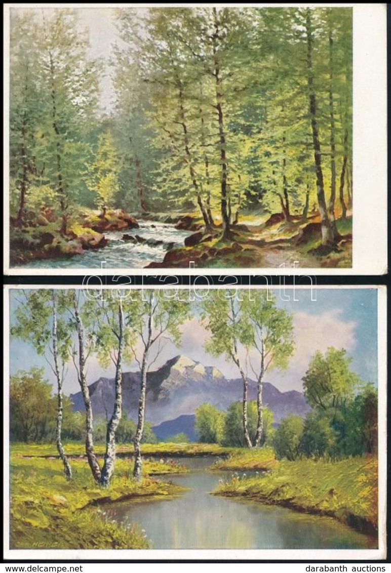 ** 9 Db RÉGI Használatlan Külföldi Művészlapok: Tájfestmények / 9 Pre-1945 European Postcards, Landscape Paintings - Non Classés