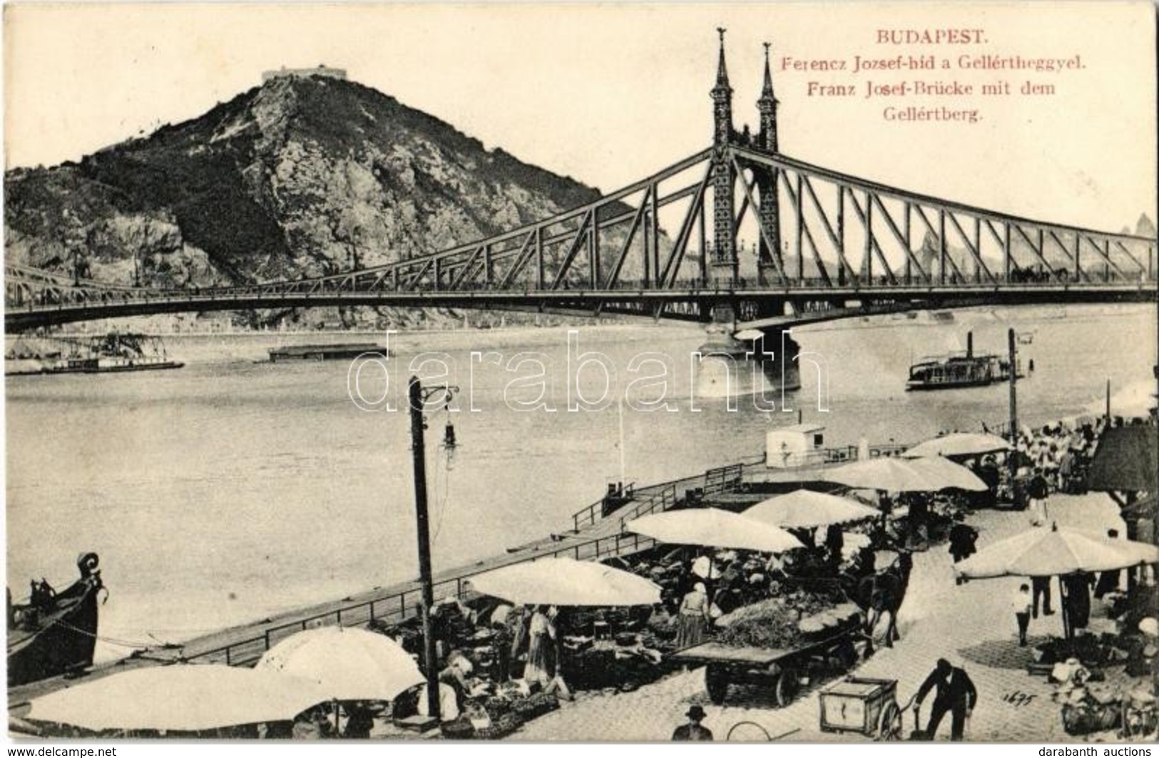 T2 1911 Budapest, Ferenc József Híd, Rakparton Piaci árusok, Gellérthegy - Unclassified