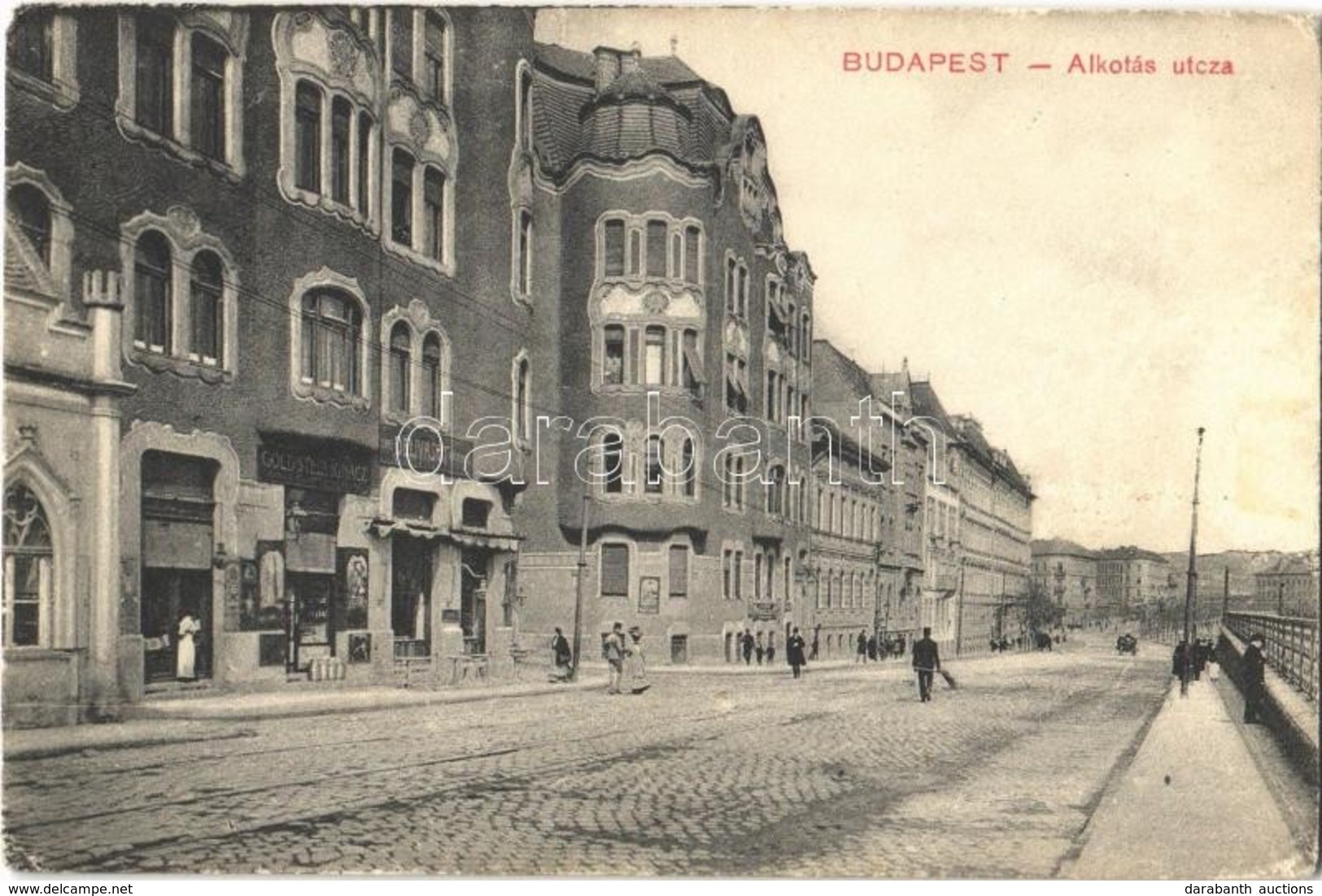 T2/T3 1913 Budapest I. Alkotás Utca, Goldstein Ignác üzlete, Déli Vasút Kávéház - Unclassified
