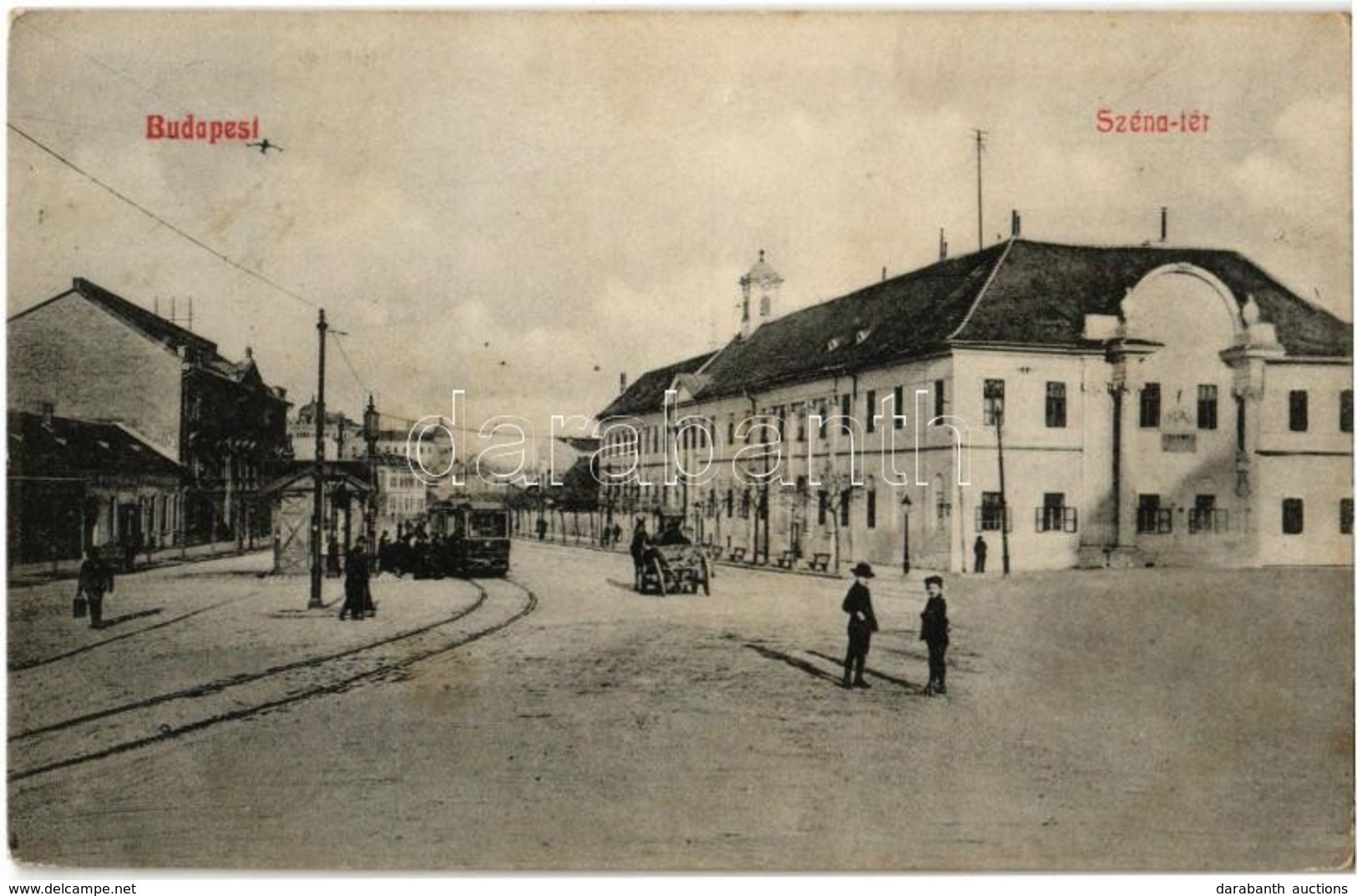 T2/T3 1910 Budapest II. Széna Tér, Régi Szent János Kórház, Villamos, Megállóhely (fl) - Unclassified
