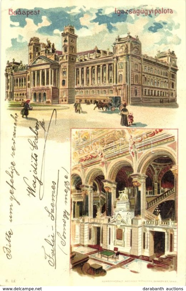* T3 1900 Budapest V. Igazságügyi Palota, Belső. Kunstanstalt 'Kosmos' S. IX. Art Nouveau Litho (fa) - Unclassified