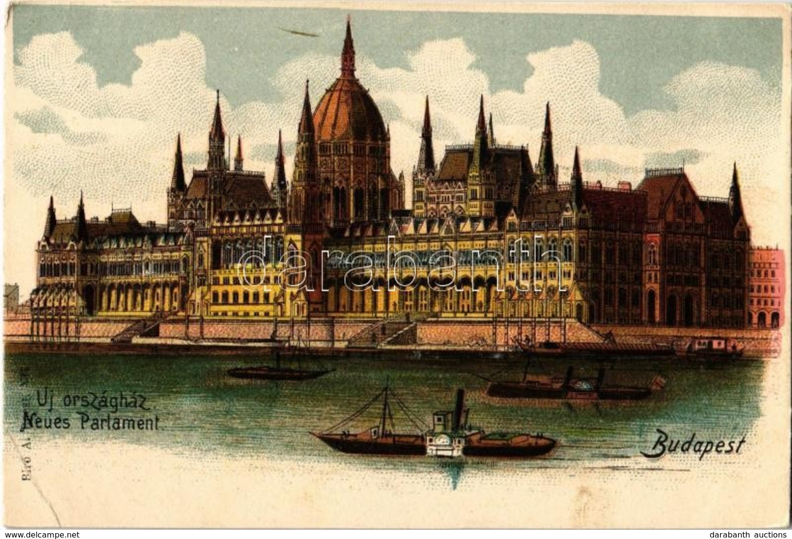 ** T2/T3 Budapest V. Országház, Parlament. Kiadja Biró A. Litho (EK) - Sin Clasificación