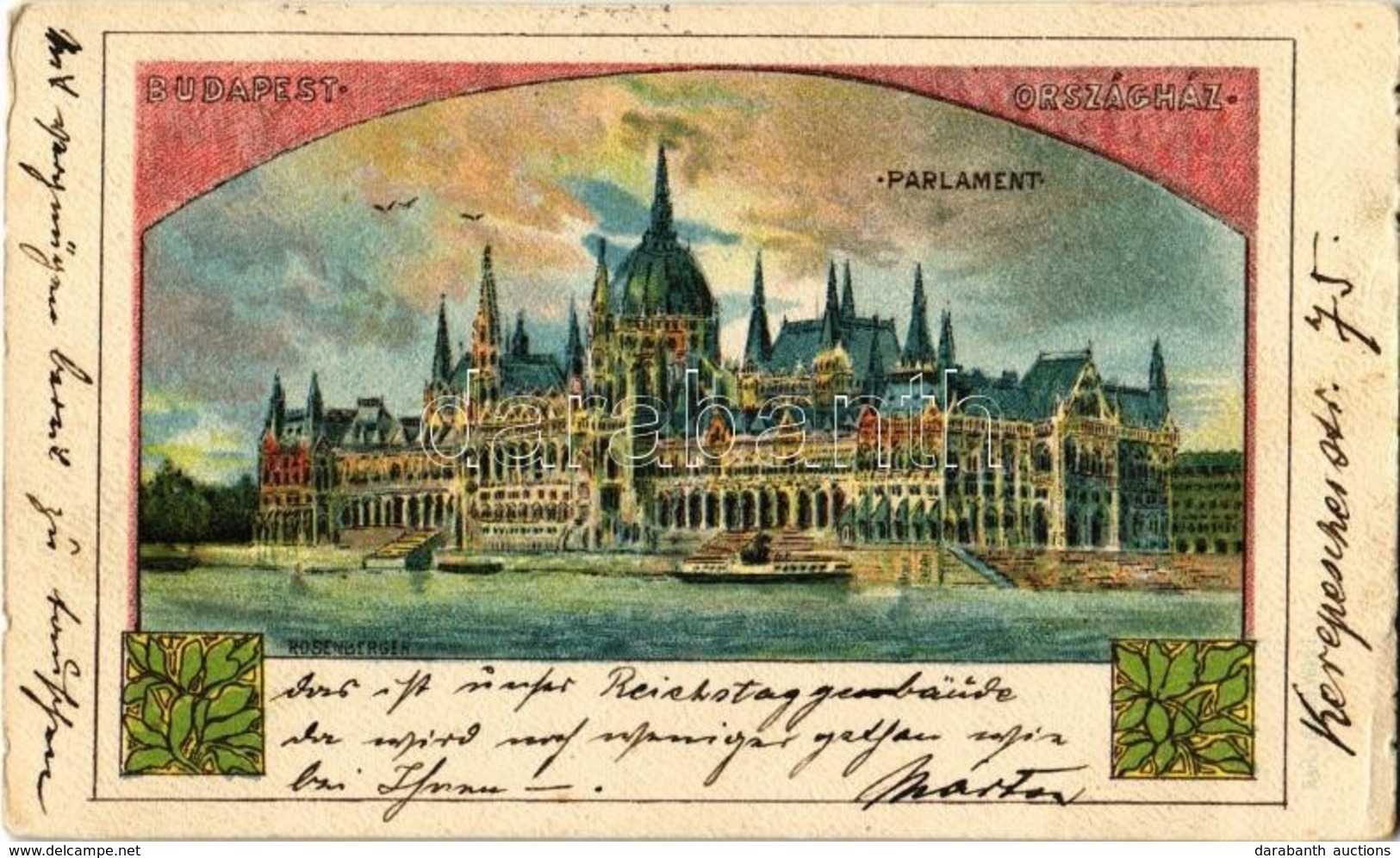 T2/T3 1899 Budapest V. Országház, Parlament. Back & Schmitt Art Nouveau, Litho S: Rosenberger (EK) - Ohne Zuordnung