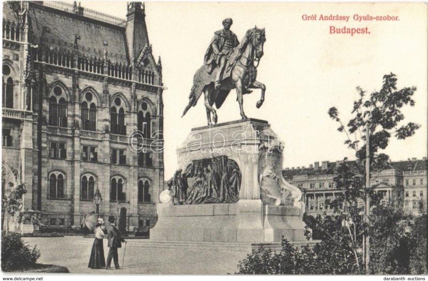 ** T2 Budapest V. Gróf Andrássy Gyula Szobor, Parlament. Divald Károly 1691-1908. - Unclassified