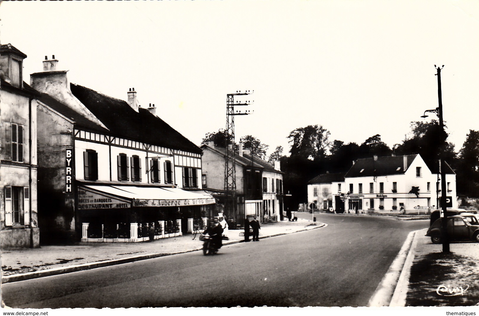 Thematiques 77 Seine Et Marne Brou Sur Chantereine  La Route De Lagny Garage Et Auberge 2 CV Timbré Cachet 07 04 1960 - Altri & Non Classificati