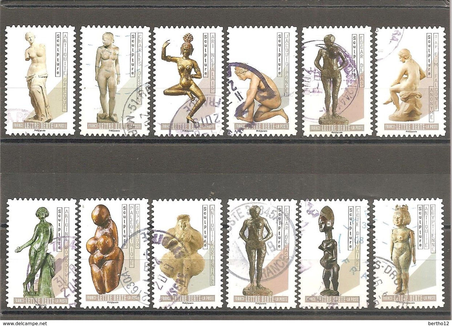 FRANCE 2019 Les 12 Timbres Du Carnet Nus Dans L Art Série Complète Oblitérée Cachet Rond - Used Stamps