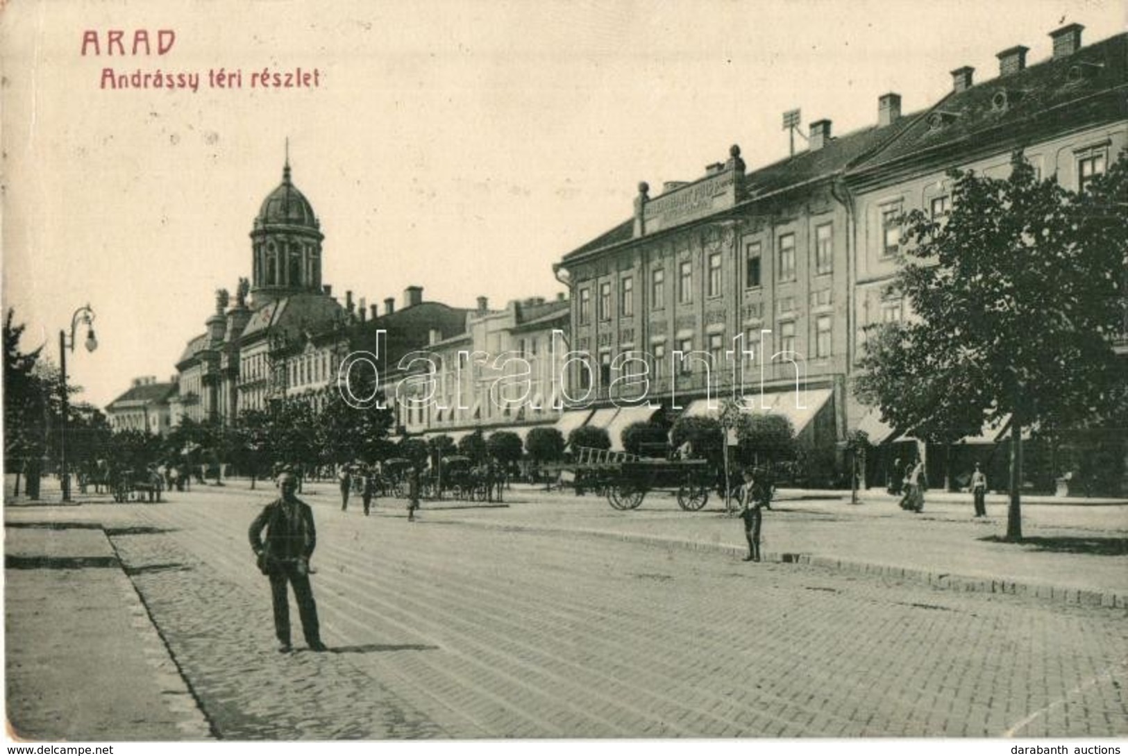 T2/T3 1909 Arad, Andrássy Tér, Reinhart Fülöp Bútorgyára / Square View With Shops, Furniture Factory (EK) - Unclassified