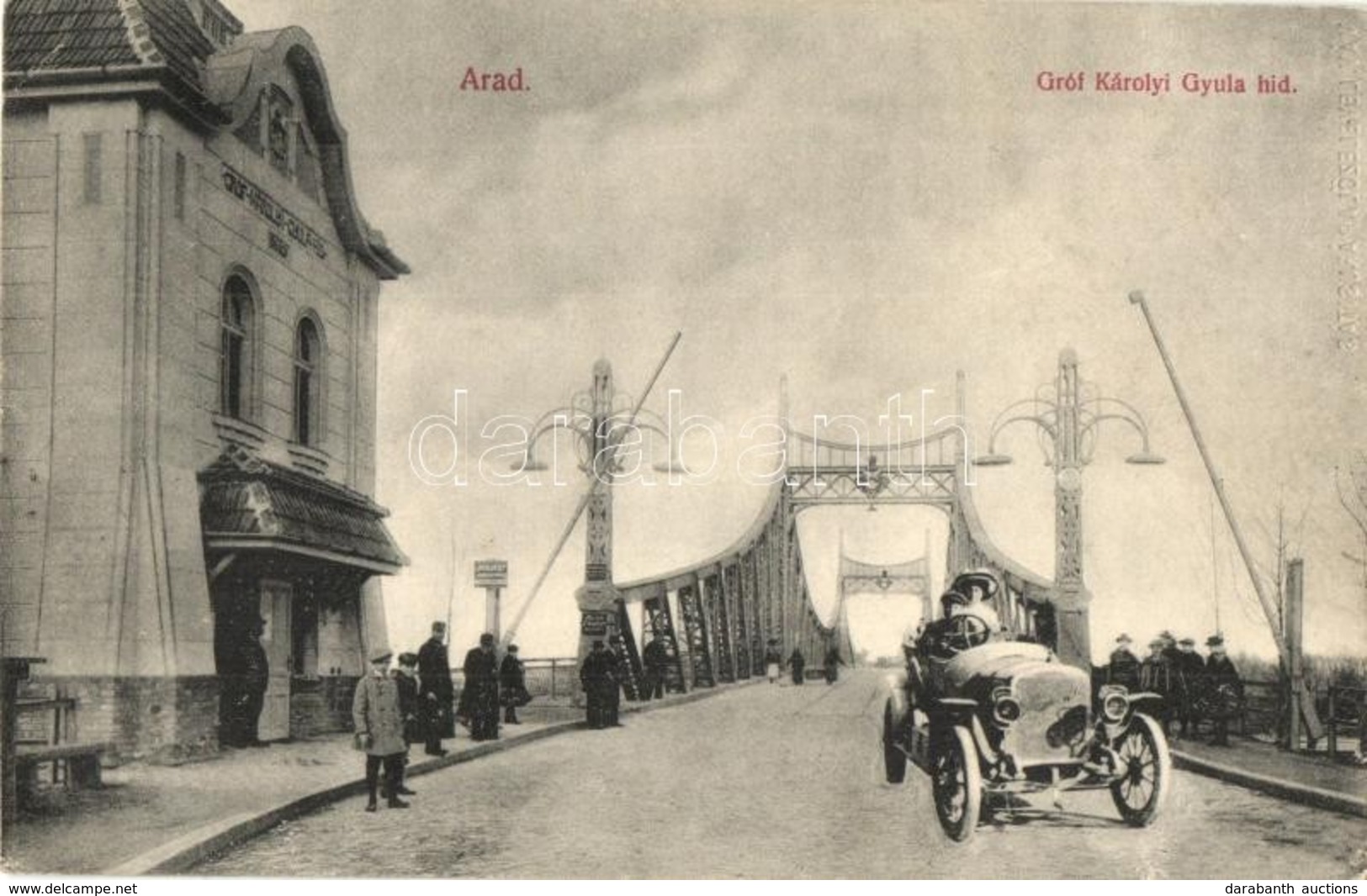 T2/T3 1913 Arad, Gróf Károlyi Gyula Híd, Automobilos Montázs / Bridge, Automobile Montage (EK) - Non Classés