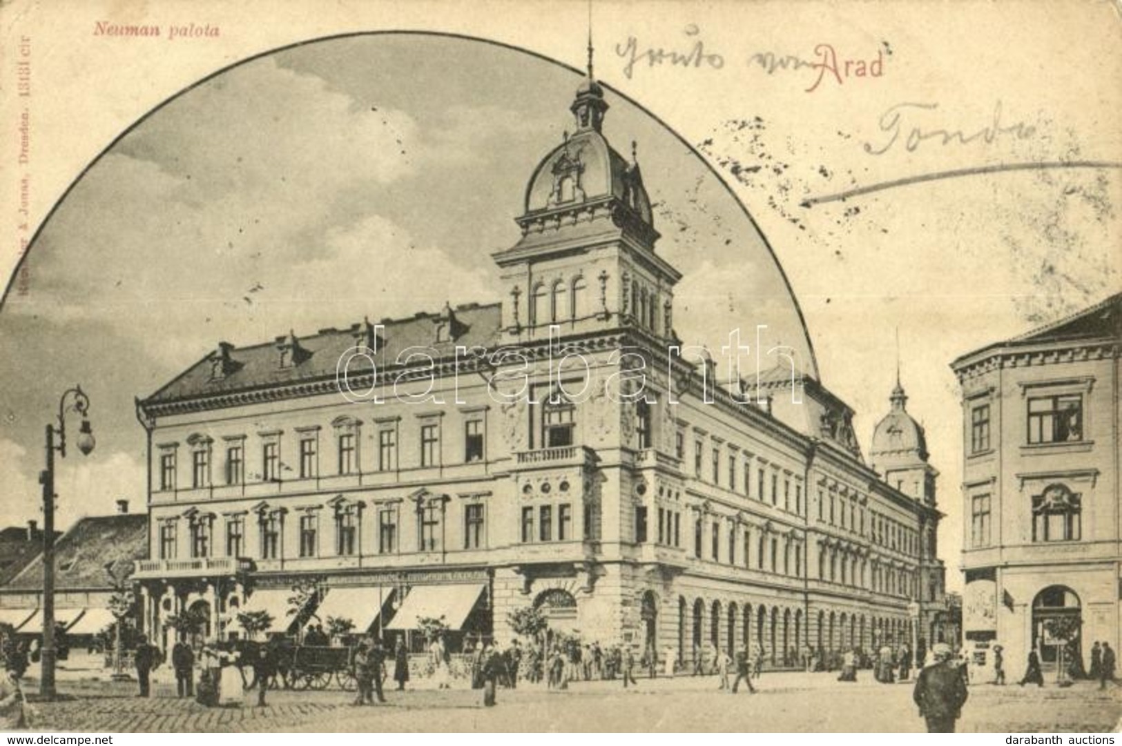 * T2/T3 1902 Arad, Neumann Palota, Hungaria Kávéház, üzletek / Palace, Café, Shops (EK) - Ohne Zuordnung