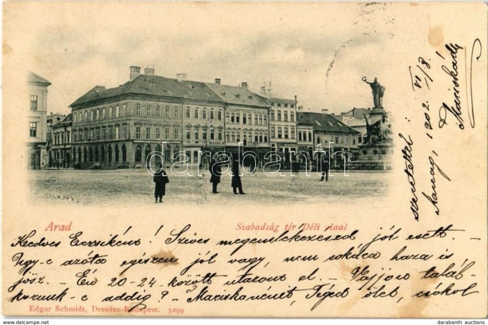 T2/T3 1902 Arad, Szabadság Tér (déli Oldal), üzletek, Vértanú Szobor. Edgar Schmidt / Square, Shops, Martyrs' Monument ( - Non Classificati