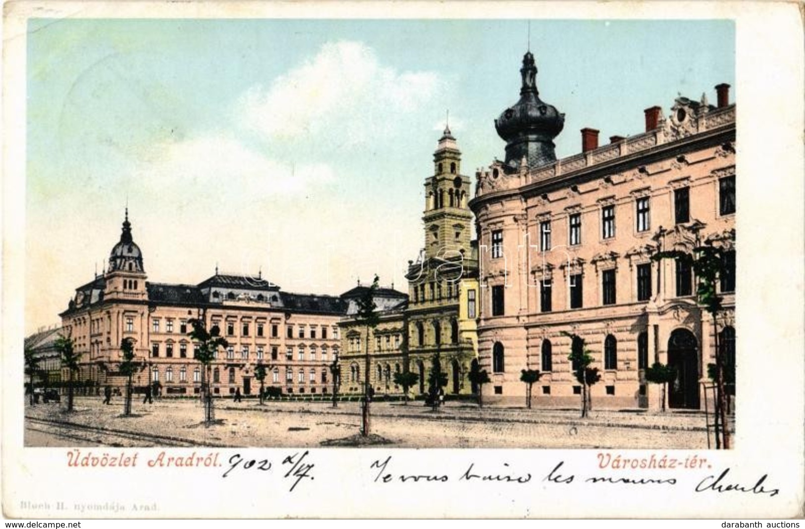 T2/T3 1902 Arad, Városháza Tér. Bloch H. Nyomdája / Town Hall (EK) - Non Classés