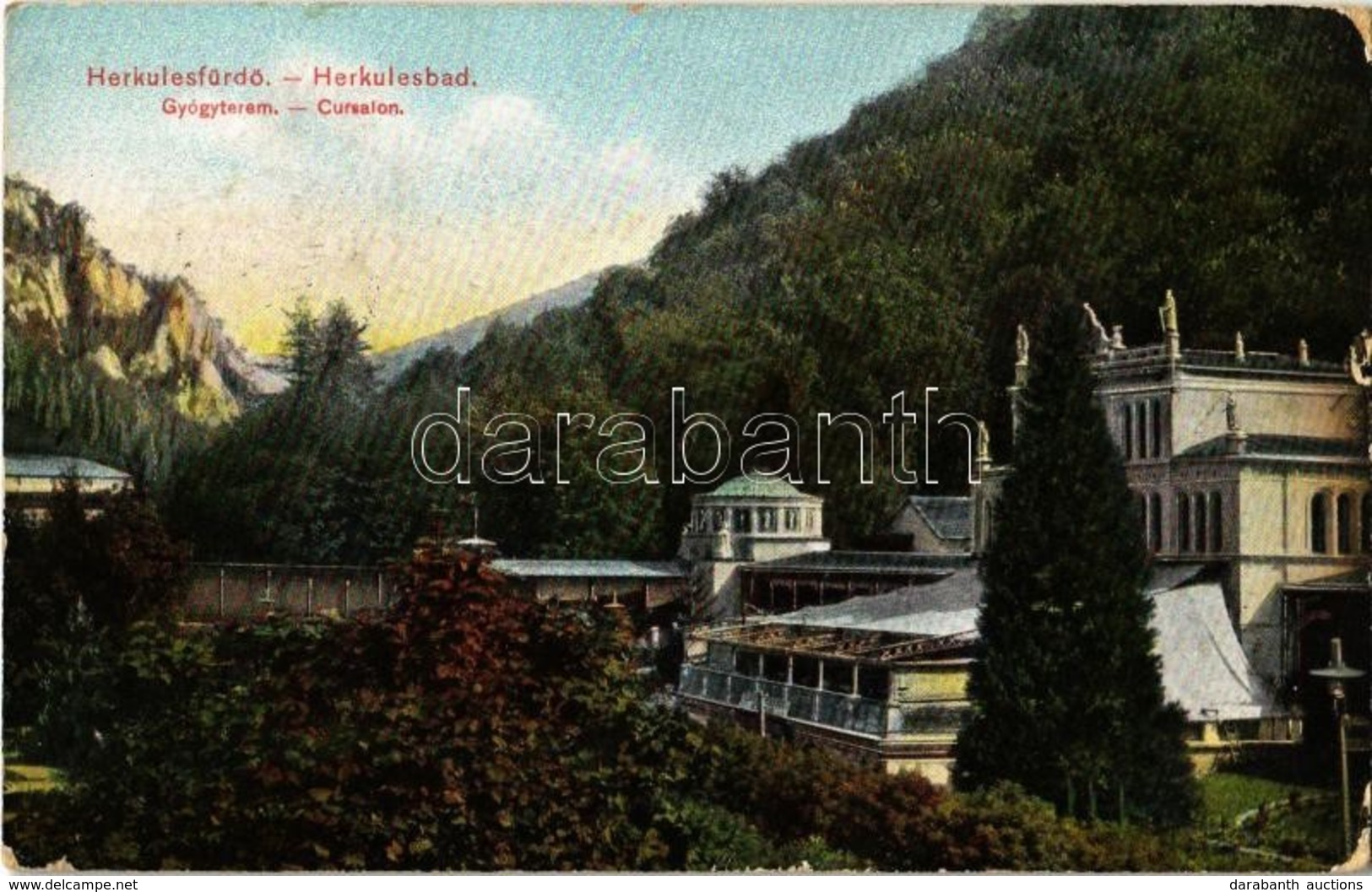 T2/T3 1912 Herkulesfürdő, Herkulesbad, Baile Herculane; Gyógyterem / Cursalon / Spa, Bathing House, Baths (kis Szakadás  - Unclassified