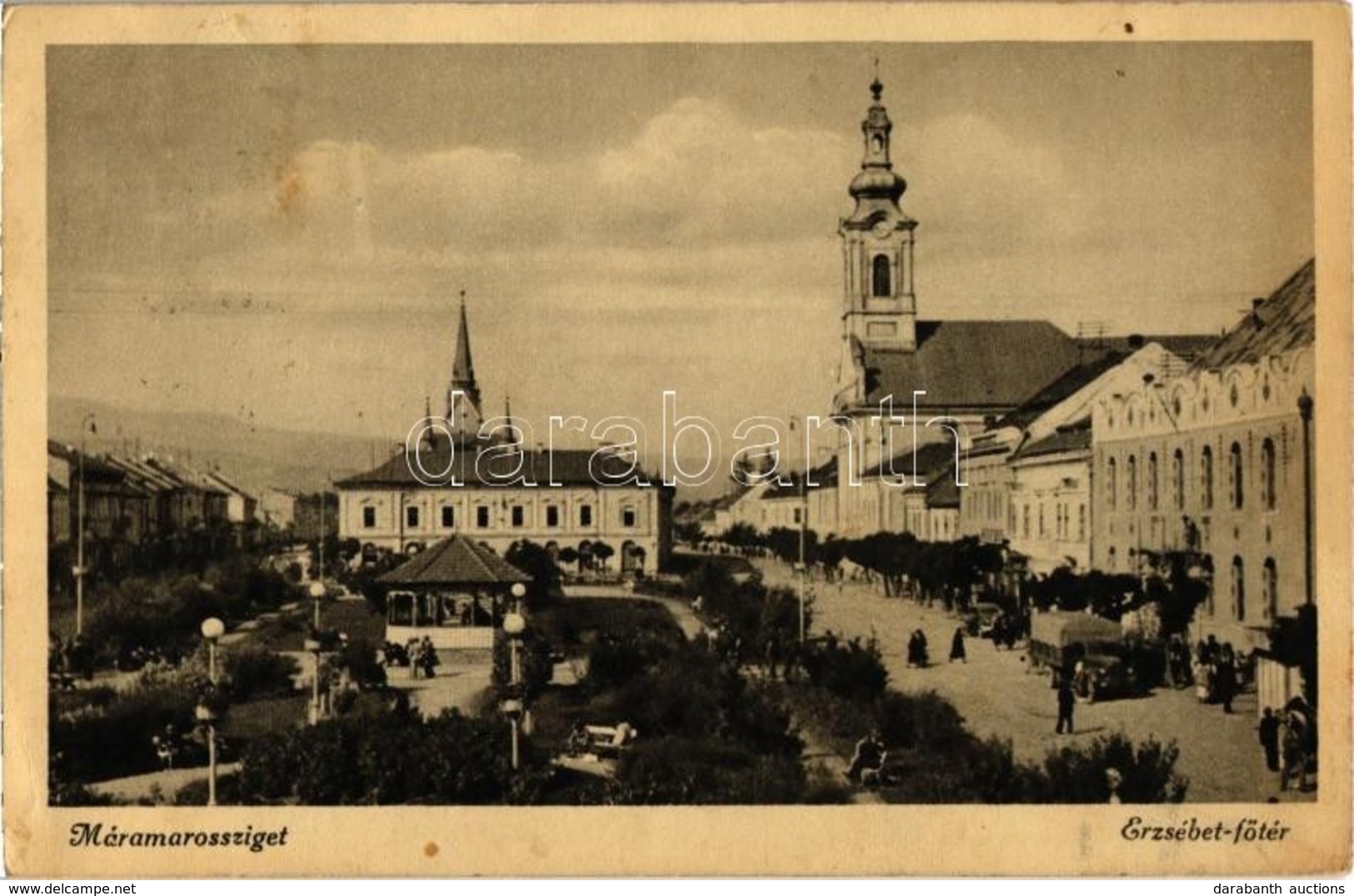 * T2/T3 Máramarossziget, Sighetu Marmatiei; Erzsébet Fő Tér, Teherautó / Main Square, Shops, Truck (fl) - Unclassified