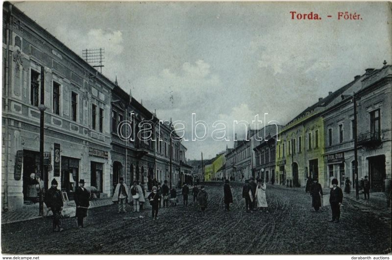 T2/T3 1908 Torda, Turda; Fő Tér, Leob Dávid, Sterl Gyula üzlete. Kiadja Füssy József / Main Square, Shops (EK) - Unclassified