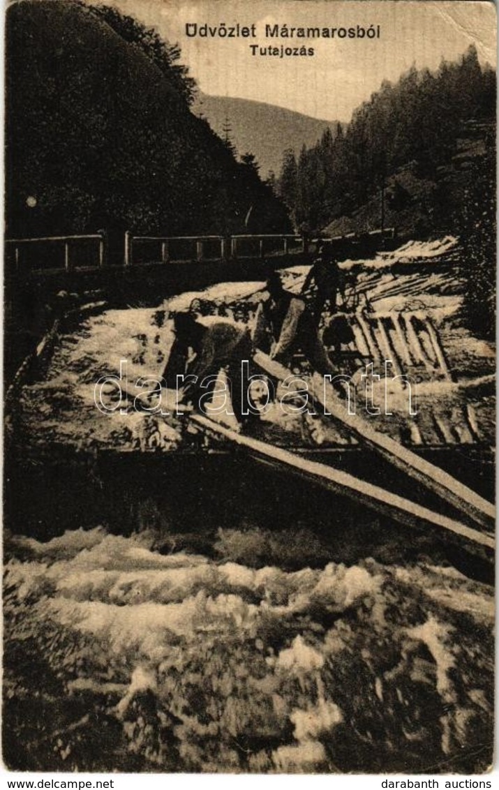 T3 1915 Visóvölgy, Valea Viseului; Tutajozás A Visóczon (Máramaros), Visó Folyó. Kiadja Berger Miksa Utóda / Rafting On  - Ohne Zuordnung