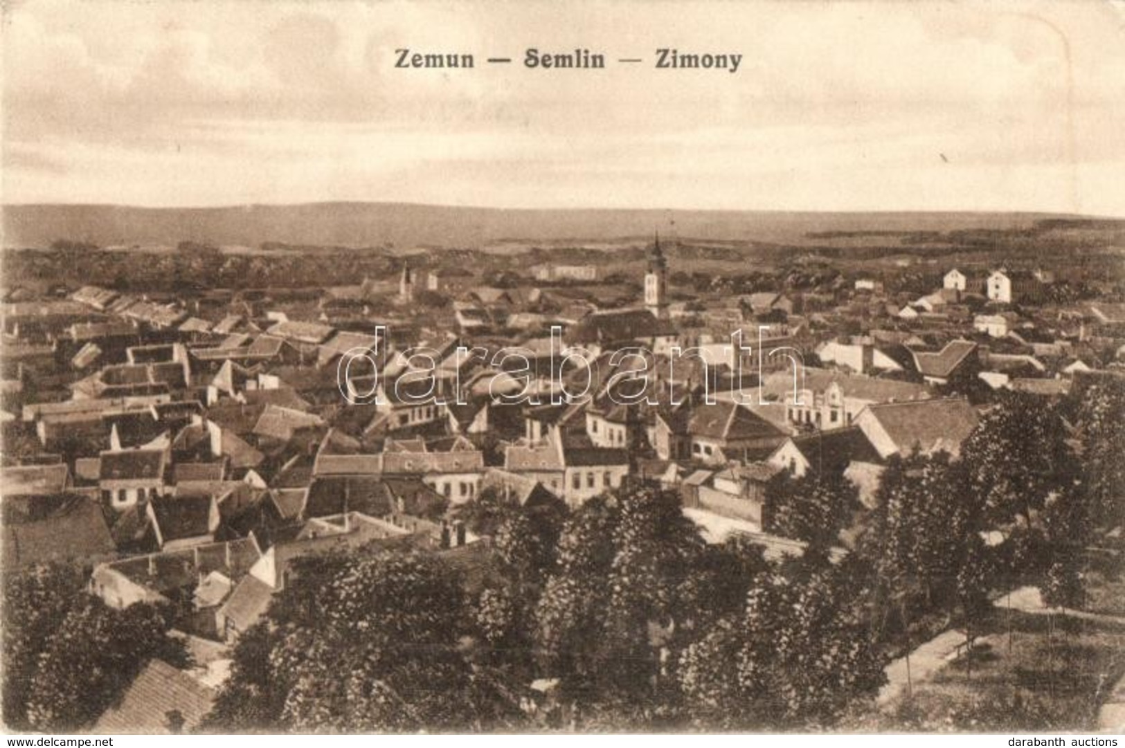 T2/T3 1915 Zimony, Semlin, Zemun; Látkép / General View + Cens Censor No. 5. Zensurkommission In Petrovaradin (EK) - Ohne Zuordnung