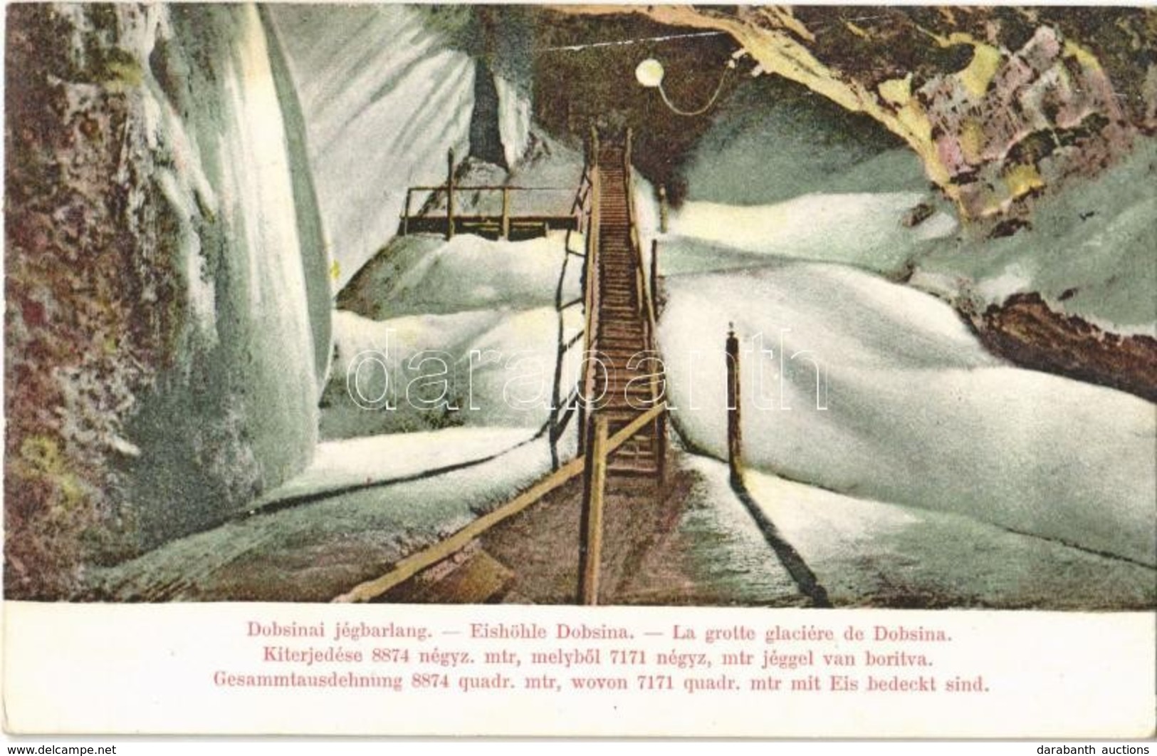 T2/T3 1909 Dobsina, Dobschau; Dobsinai Jégbarlang, Belső. Baloldali Folyosó A 40 Méter Magas Jégfallal és Lugassal. Kiad - Non Classés