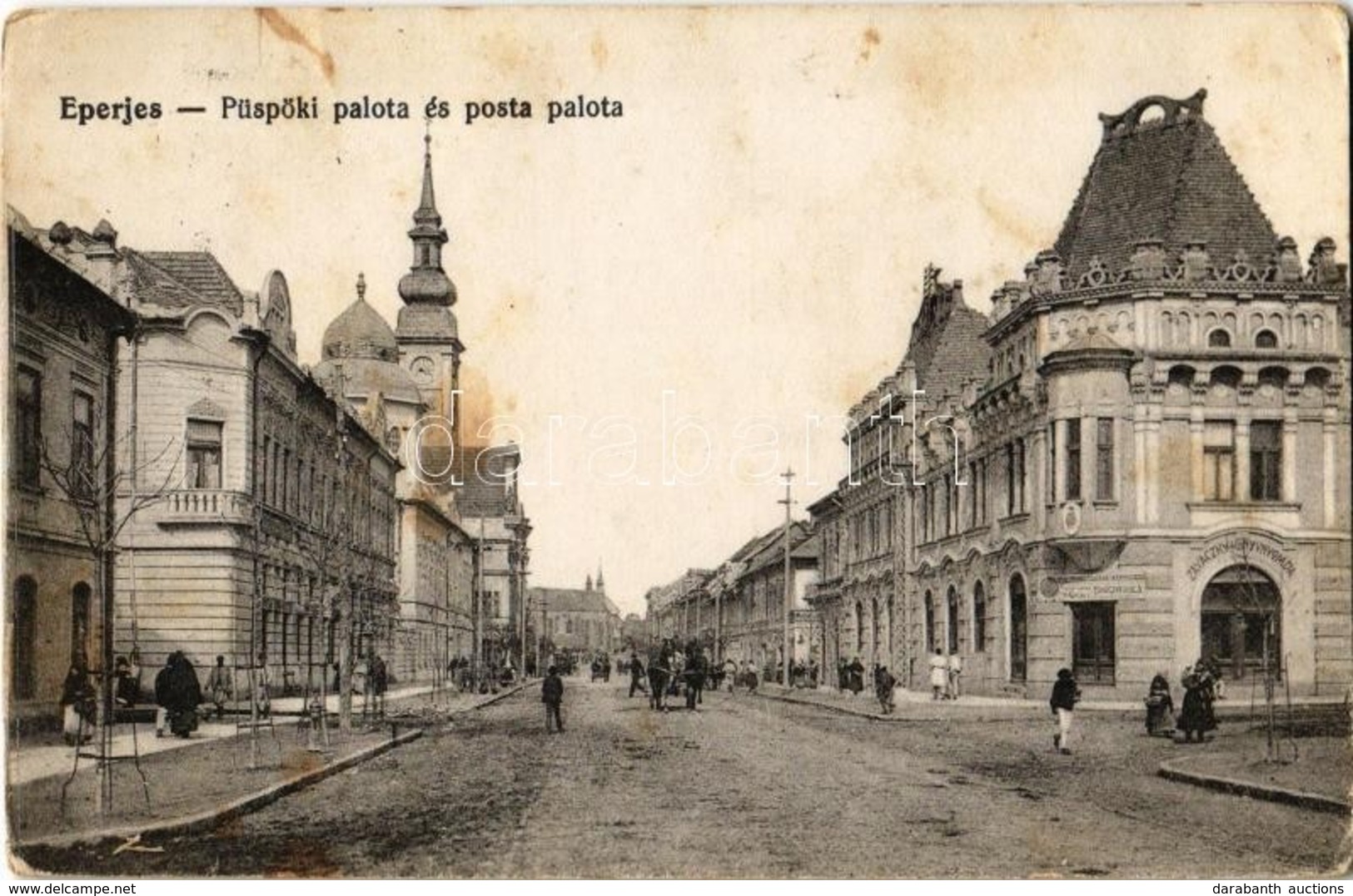 T2/T3 1916 Eperjes, Presov; Püspöki Palota és Posta Palota, Zavaczky Gyula Könyvnyomdája. Kiadja Grosszmann Ernő 'Pallas - Unclassified