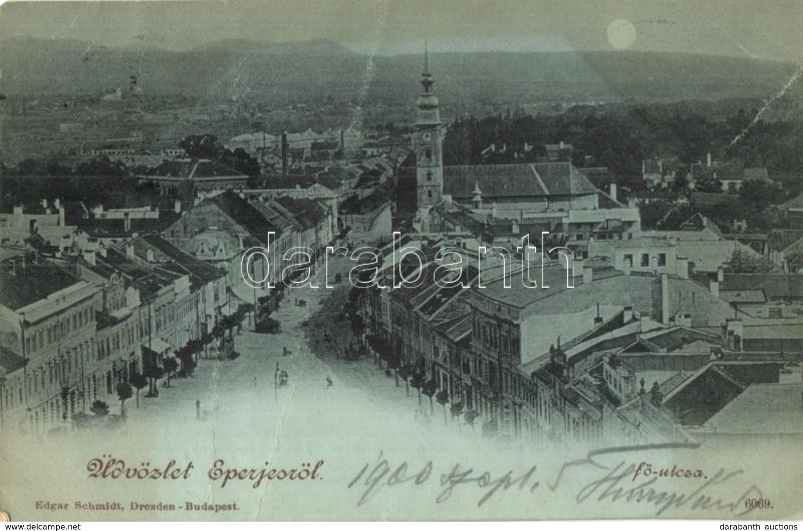T3 1900 Eperjes, Presov; Látkép Este / Night View (fa) - Unclassified