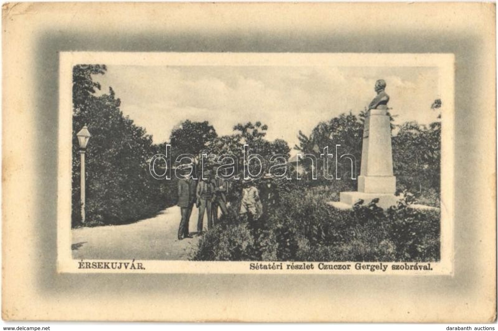 T2/T3 Érsekújvár, Nové Zamky; Sétatéri Részlet A Czuczor Gergely Szoborral. W.L. Bp. 421. / Promenade, Statue (EK) - Unclassified